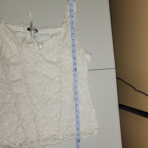 Apt 9 Ivory Lace Trim Cami Tank Top XL Stretch Y2K Romantic Coquette Soft Girl - Picture 11 of 12